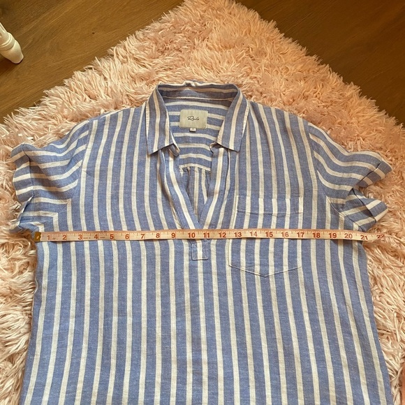 Rails white and blue Savannah Juneau Stripe linen shirt small or medium - Picture 9 of 13